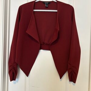 Chic Burgundy Open Front Blazer